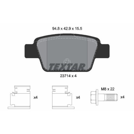 TEXTAR 2371401 Brake Pads Set Rear for Stilo MiTo Multipla Bravo Delta Linea