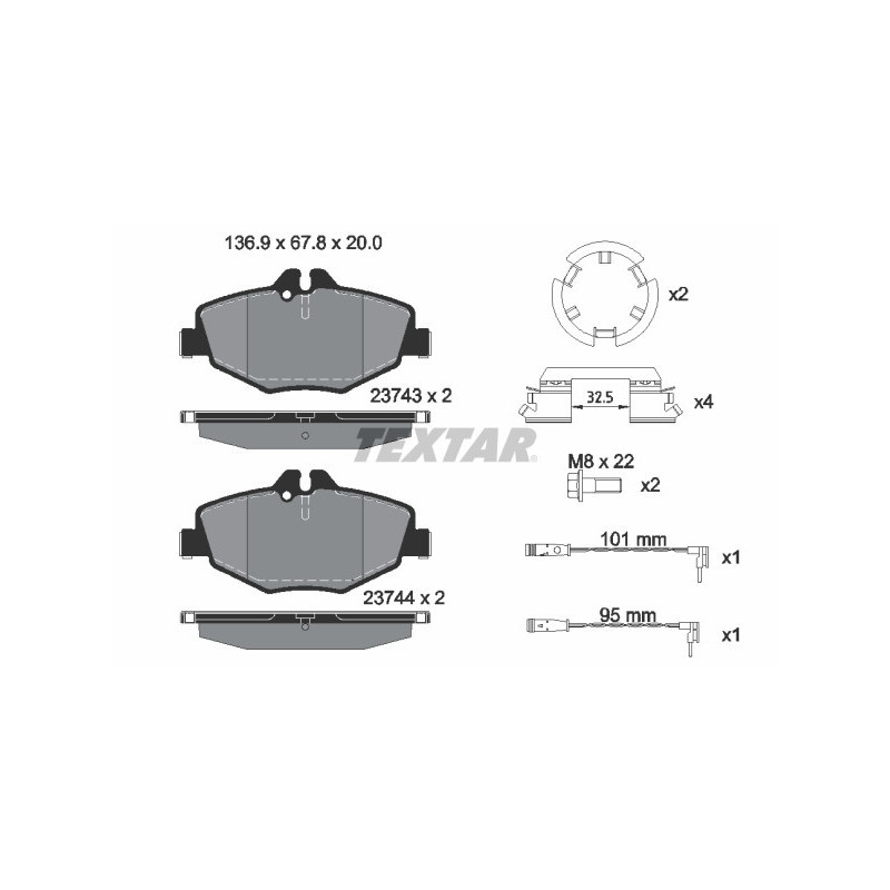 TEXTAR 2374303 Pastiglie freno anteriore per Mercedes E
