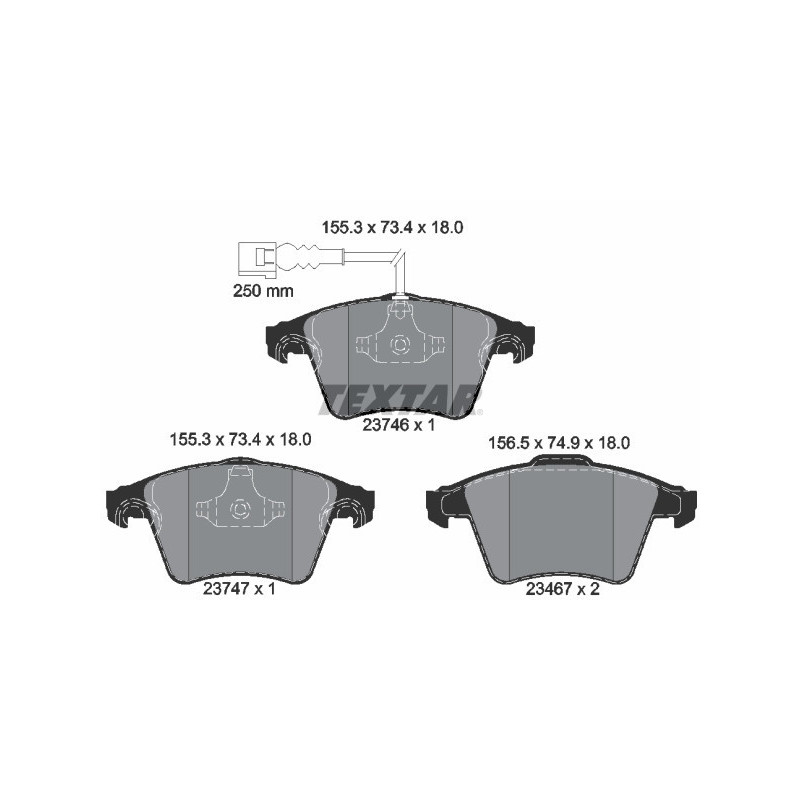 TEXTAR 2374601 Plaquettes de frein avant pour Transporter California Multivan