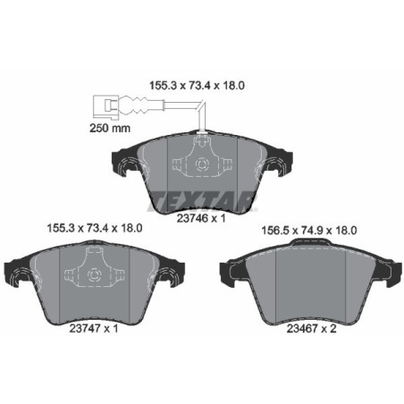 TEXTAR 2374601 Brzdové platničky predný pre Transporter California Multivan