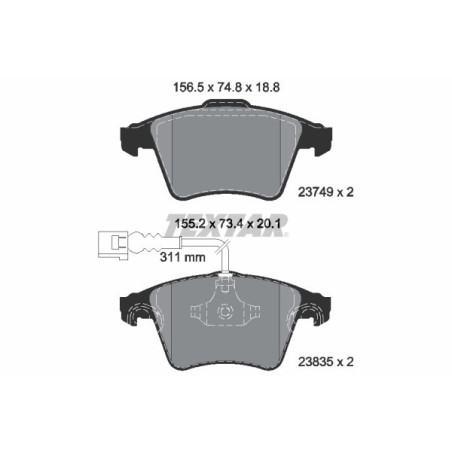 TEXTAR 2374901 Brzdové destičky přední pro VW Touareg