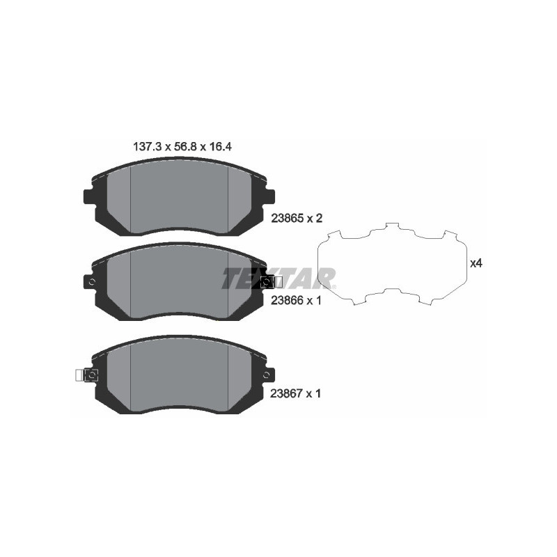 TEXTAR 2386501 Plaquettes de frein avant pour Legacy Impreza Forester Outback XV 9-2X