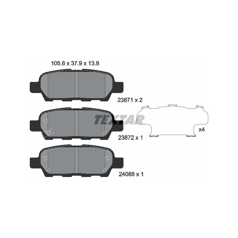 TEXTAR 2387101 Klocki hamulcowe tył dla X-Trail Qashqai Altima Tiida Murano 350 Koleos