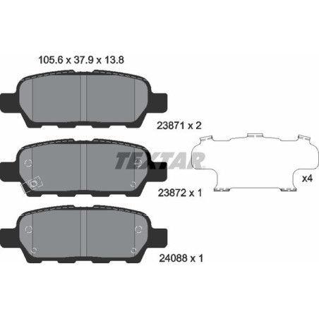 TEXTAR 2387101 Bremsbeläge Hinten für X-Trail Qashqai Altima Tiida Murano 350 Koleos Teana