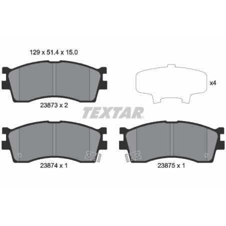 TEXTAR 2387301 Klocki hamulcowe przód dla Rio SEPHIA Shuma Carens Clarus Cerato Elan