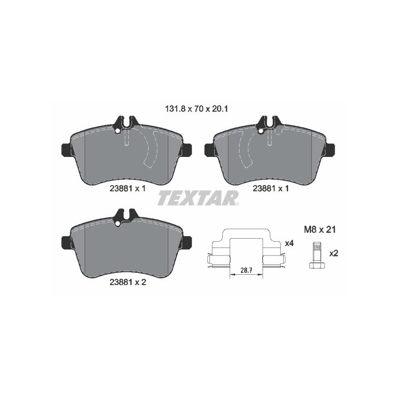 TEXTAR 2388101 Klocki hamulcowe przód dla Mercedes B A