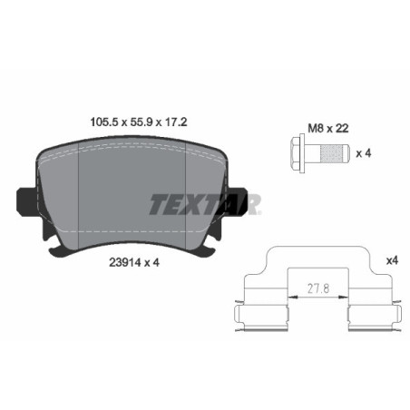 TEXTAR 2391402 Brzdové platničky zadný pre Leon Octavia Golf TT Passat A3 Superb Scirocco