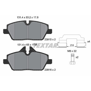 TEXTAR 2391503 Brzdové platničky predný pre Hatchback 1 Clubman Convertible Coupe Roadster