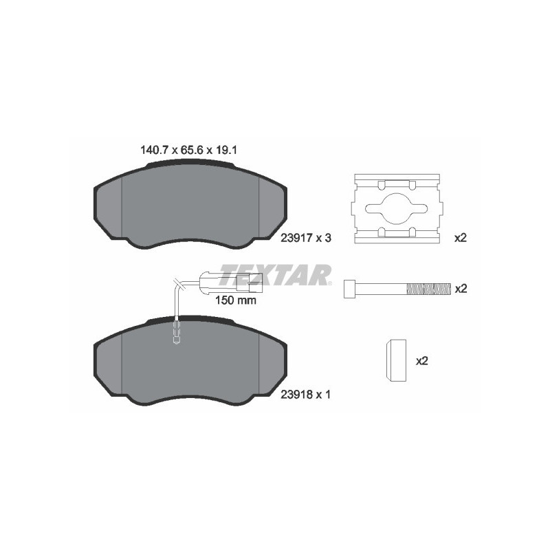 TEXTAR 2391701 Bremsbeläge Vorne für Ducato Boxer JUMPER