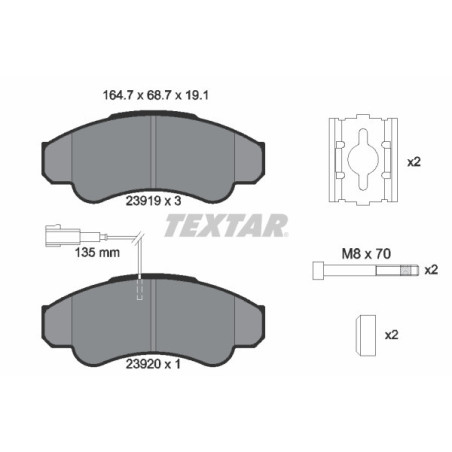 TEXTAR 2391901 Brzdové platničky predný pre Ducato Boxer JUMPER