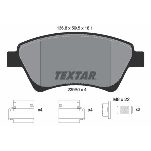 TEXTAR 2393001 Brzdové platničky predný pre Megane Scenic Kangoo