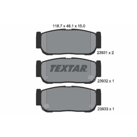 TEXTAR 2393101 Pastiglie freno posteriore per Rexton Rodius Sorento Kyron Stavic