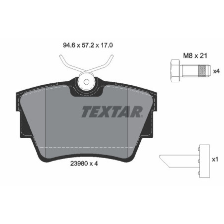 TEXTAR 2398001 Plaquettes de frein arrière pour Vivaro Trafic Primastar NV300 Talento