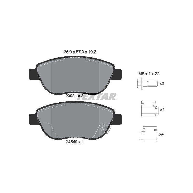 TEXTAR 2398101 Brake Pads Set Front for Corsa 500L Corsavan