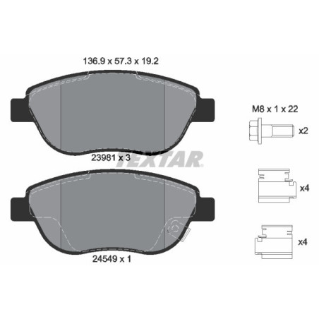 TEXTAR 2398101 Brake Pads Set Front for Corsa 500L Corsavan