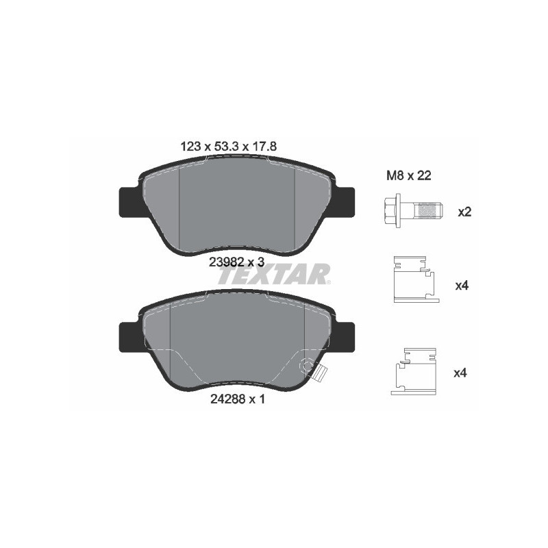 TEXTAR 2398202 Brake Pads Set Front for Corsa Adam Corsavan Doblo Cetos
