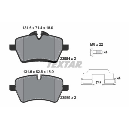 TEXTAR 2398401 Plaquettes de frein avant pour Hatchback Convertible Clubman Roadster Coupe