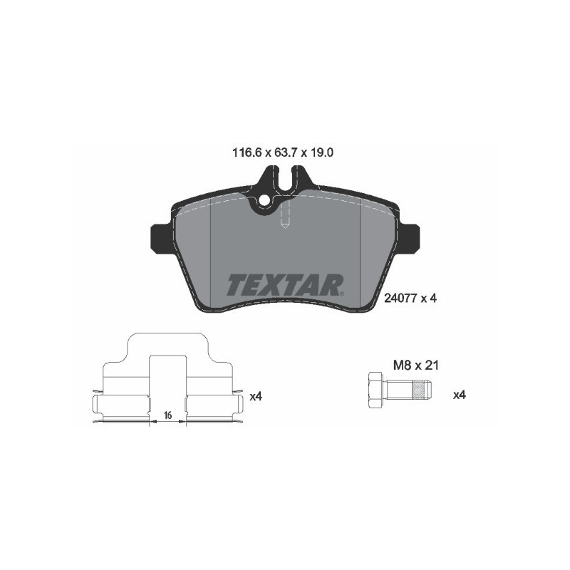 TEXTAR 2407701 Plaquettes de frein avant pour Mercedes A