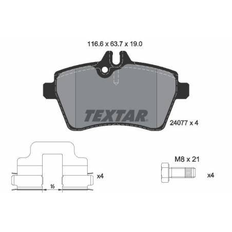 TEXTAR 2407701 Pastillas de freno delantero para Mercedes A