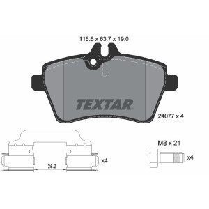 TEXTAR 2407702 Brzdové platničky predný pre Mercedes A B
