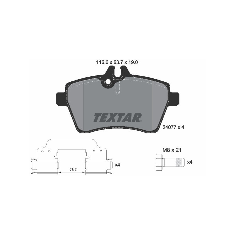TEXTAR 2407702 Pastillas de freno delantero para Mercedes A B