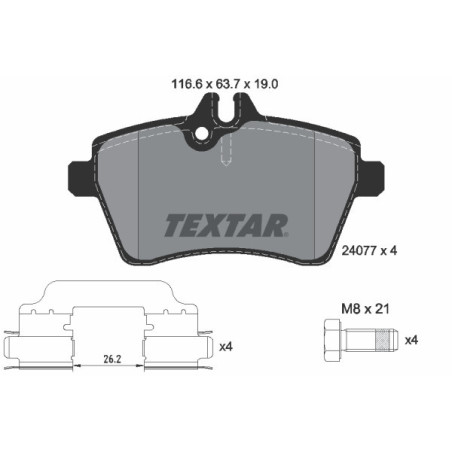 TEXTAR 2407702 Pastillas de freno delantero para Mercedes A B