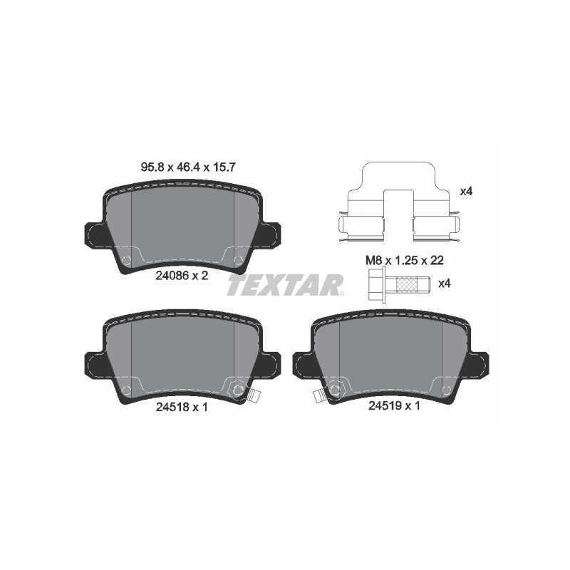 TEXTAR 2408601 Brzdové platničky zadný pre Honda Civic