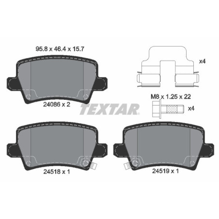 TEXTAR 2408601 Bremsbeläge Hinten für Honda Civic