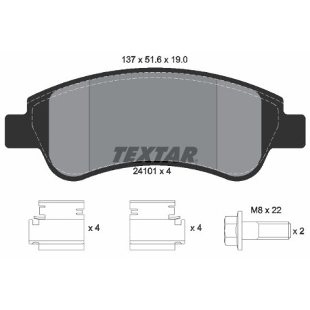 TEXTAR 2410101 Brake Pads Set Front for Partner Berlingo DS 1007 C3 C2 C4 Xsara