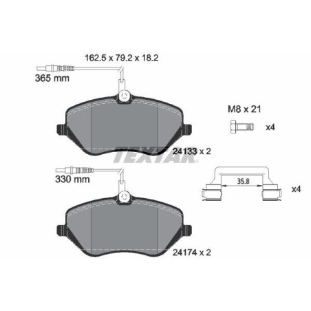 TEXTAR 2413301 Brzdové destičky přední pro 407 607 C5 C6