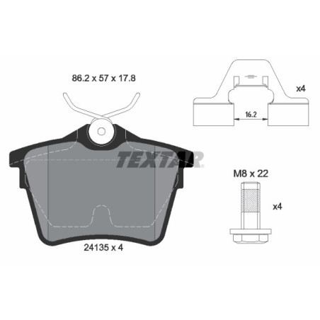TEXTAR 2413501 Bremsbeläge Hinten für 407 C5 607