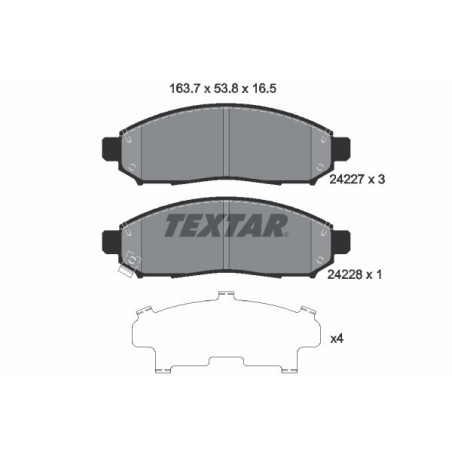 TEXTAR 2422701 Brzdové destičky přední pro NP300 Pathfinder Xterra Navara Serena
