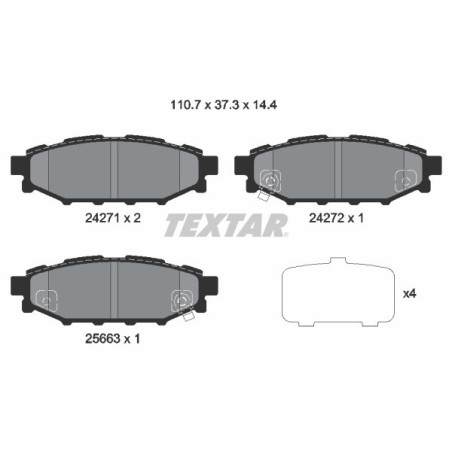 TEXTAR 2427101 Klocki hamulcowe tył dla Legacy Impreza Forester Outback XV Brz GT WRX