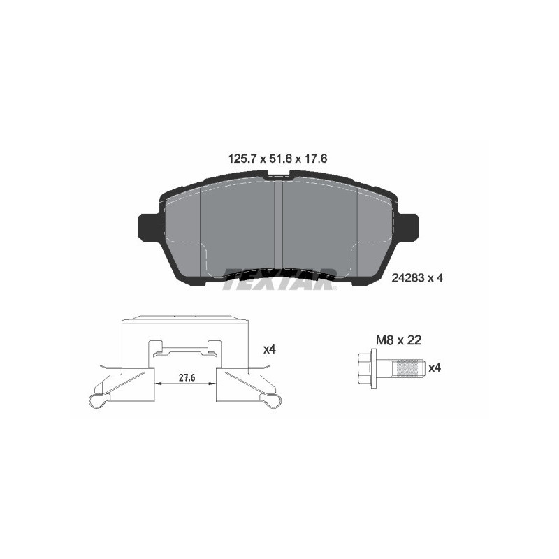 TEXTAR 2428302 Brake Pads Set Front for Fiesta 2