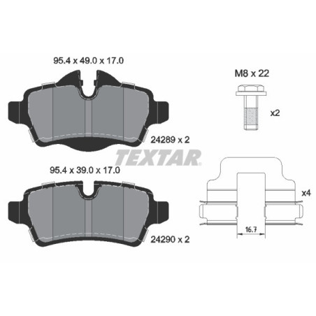 TEXTAR 2428901 Klocki hamulcowe tył dla Hatchback Clubman Convertible Coupe Roadster