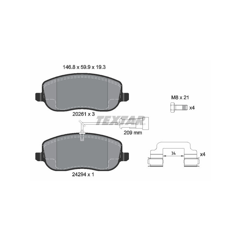 TEXTAR 2429401 Klocki hamulcowe przód dla Fiat Croma
