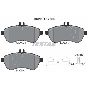 TEXTAR 2430602 Brzdové platničky predný pre Mercedes C
