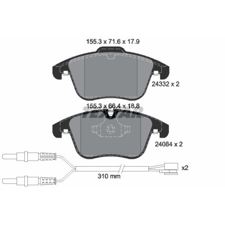 TEXTAR 2433201 Brake Pads Set Front for 508 C5 407