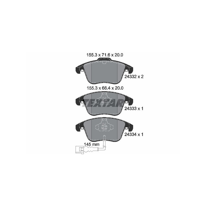 TEXTAR 2433301 Pastillas de freno delantero para Tiguan Q3 Sharan Alhambra Passat