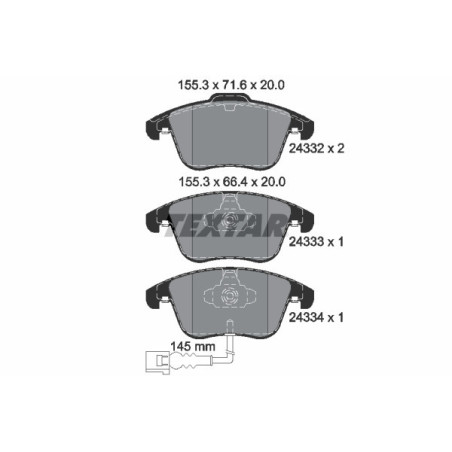 TEXTAR 2433301 Brake Pads Set Front for Tiguan Q3 Sharan Alhambra Passat