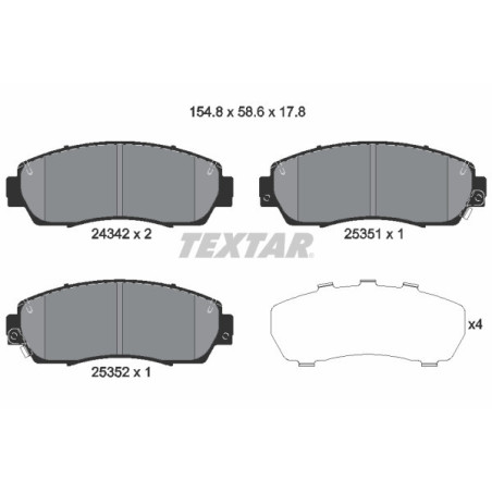 TEXTAR 2434201 Brzdové destičky přední pro CR-V H6 Odyssey Crosstour Hover H5