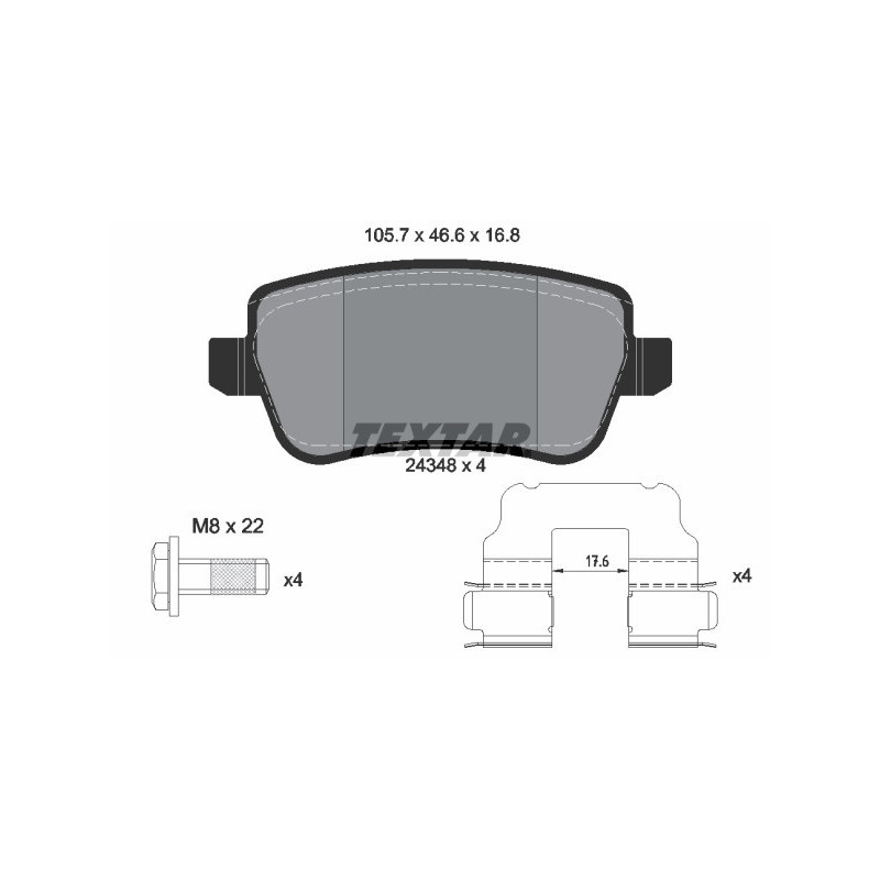 TEXTAR 2434801 Bremsbeläge Hinten für Fiat Croma
