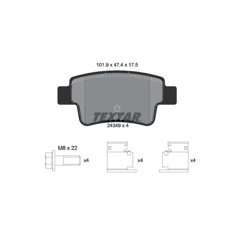 TEXTAR 2434901 Pastiglie freno posteriore per Fiat Punto