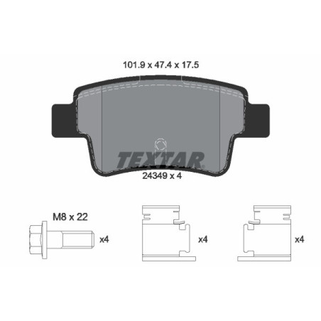 TEXTAR 2434901 Brake Pads Set Rear for Fiat Punto