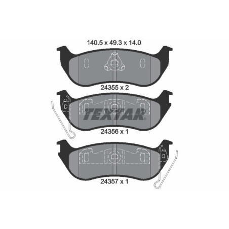 TEXTAR 2435501 Bremsbeläge Hinten für Jeep Cherokee Wrangler
