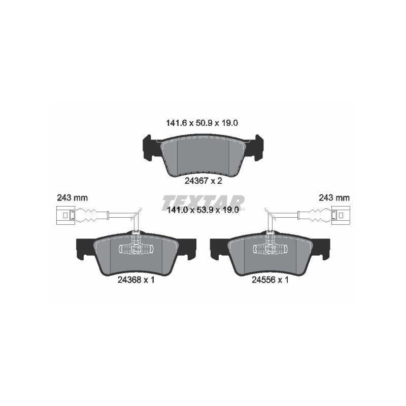 TEXTAR 2436701 Brzdové platničky zadný pre VW Touareg
