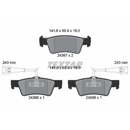 TEXTAR 2436701 Pastillas de freno trasero para VW Touareg