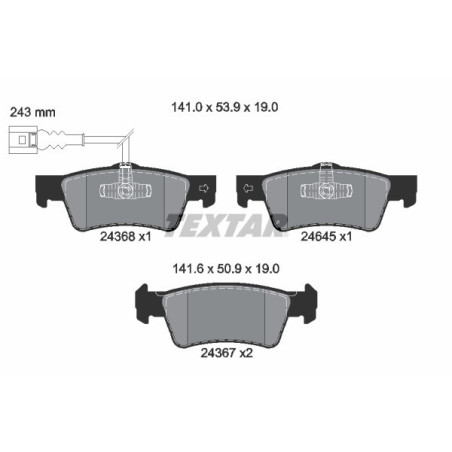 TEXTAR 2436801 Brzdové platničky zadný pre Transporter Multivan California