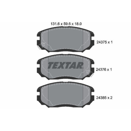 TEXTAR 2437501 Brake Pads Set Front for Sonata Grandeur Opirus