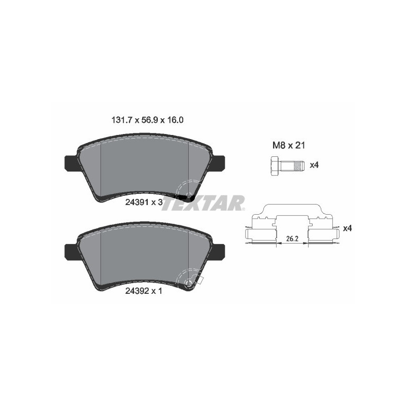 TEXTAR 2439101 Brake Pads Set Front for SX4 Sedici